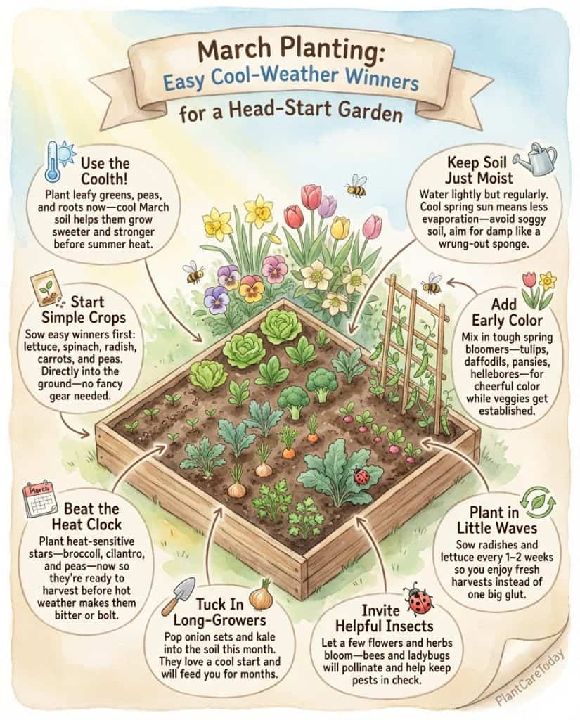 C_10571_IAfiQ_march-planting-garden-transformation-f1 Infographic displaying twenty early spring plants with planting timeline and root development comparison