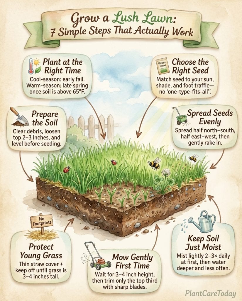 C_10775_c5PMz_grass-seed-timeline-guide-f1 Lawn seeding infographic showing optimal timing windows by grass type with watering schedule chart